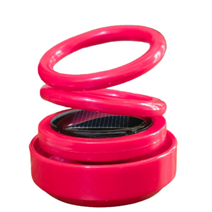 Solar Power "Dancing" Double Ring Car Aroma - Kinetic Air Freshener (Red)