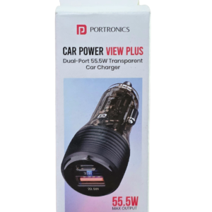 Portronics Car Power View Plus 55.5W Dual-Port Car Charger - Transparent Design