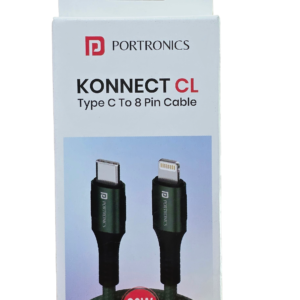 Portronics Konnect CL Type-C to 8-Pin Cable - Premium Green Braided