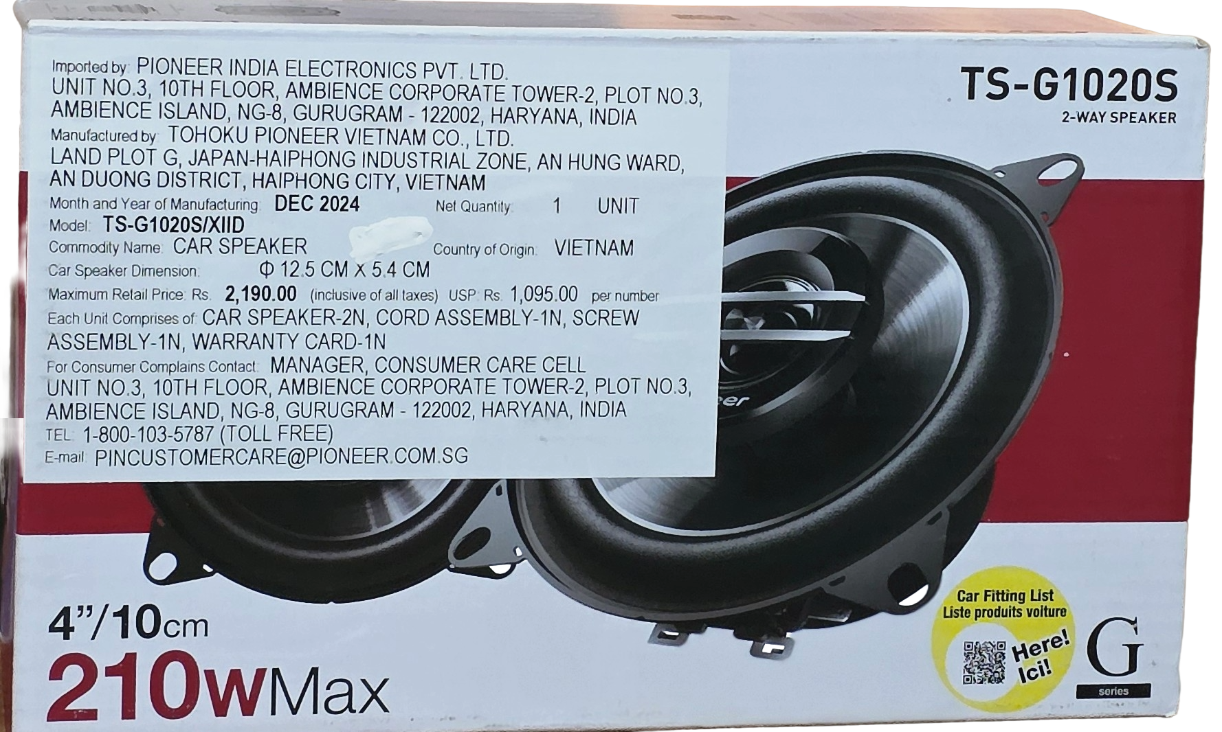 Pioneer TS-G1020S 4" 2-Way Coaxial Speakers - G-Series - Image 4
