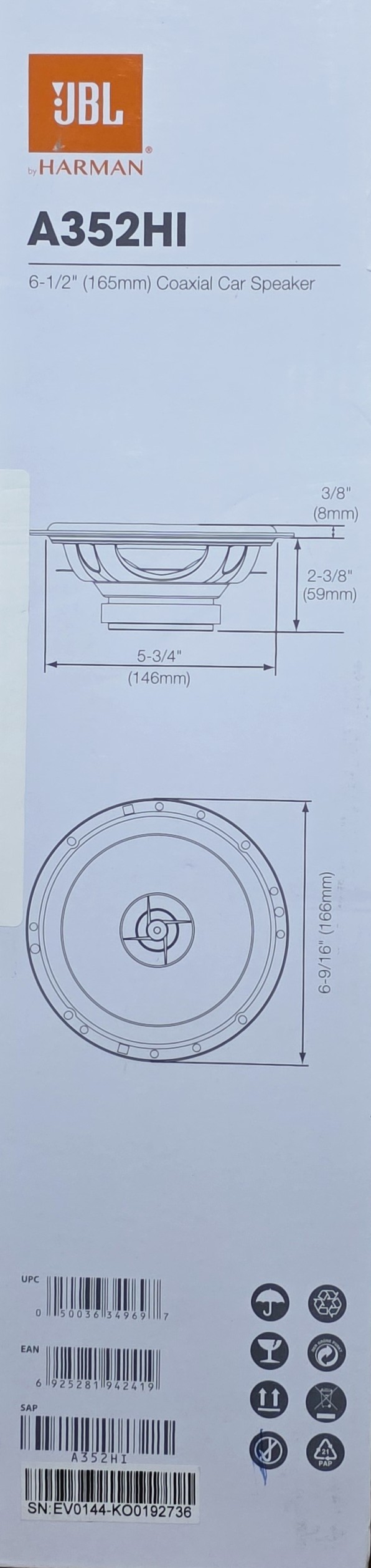 JBL A352HI 6.5" (165mm) Coaxial Car Speakers – 350W Max Power - Image 4
