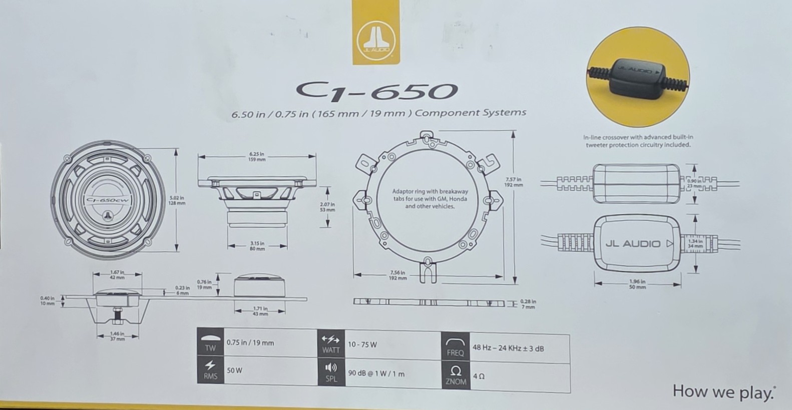 JL Audio C1-650 6.5-inch 2-Way Component Speaker System - Image 3