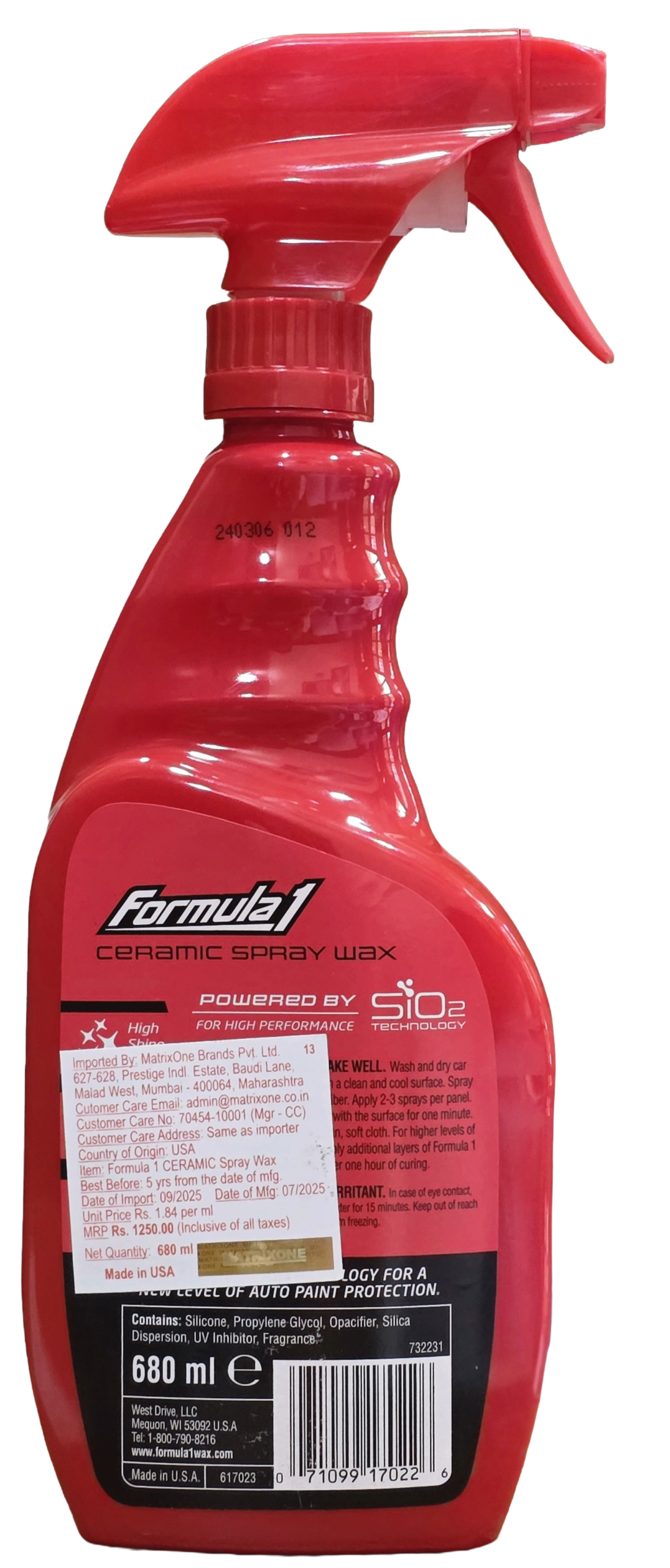 Formula 1 Ceramic Spray Wax with SiO2 Technology - Image 2